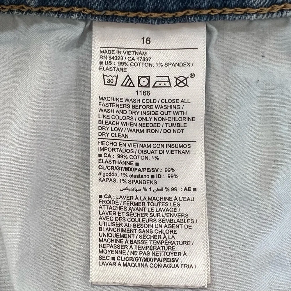 Old Navy Boyfriend Jeans Mid Rise Straight Ripped Smiley Face Happy Remix Blu 16